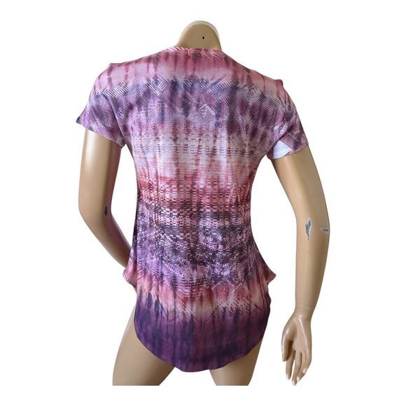 ONE WORLD Womens Size Small Short Sleeve Embellished Tribal Boho Print T Shirt - Picture 4 of 8